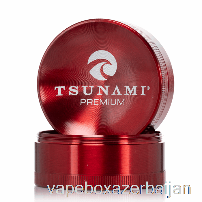 Vape Box Azerbaijan Tsunami 2.4inch 4-Piece Sunken Top Grinder Red (63mm)